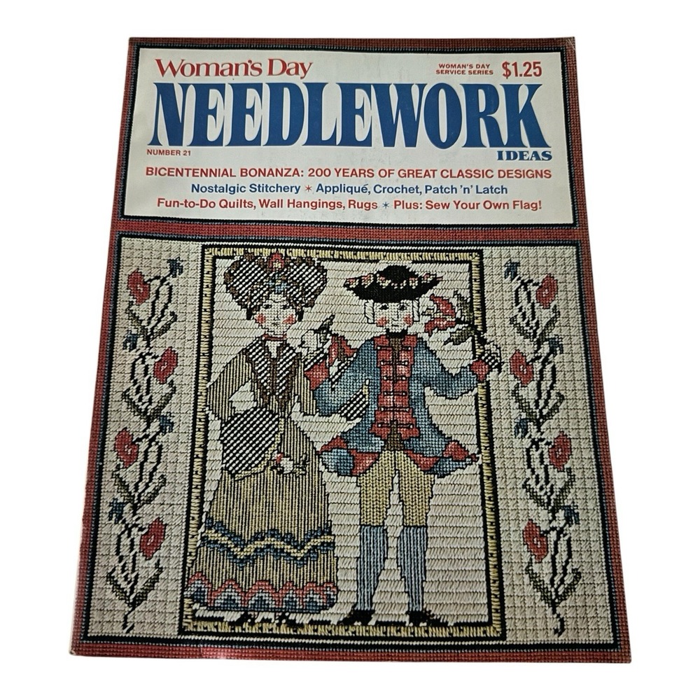 Vintage 1975 Woman's Day Needlework Ideas No 21 Bicentennial Crafts Patterns